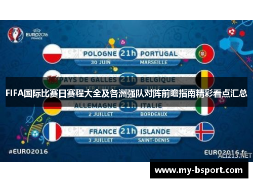 FIFA国际比赛日赛程大全及各洲强队对阵前瞻指南精彩看点汇总